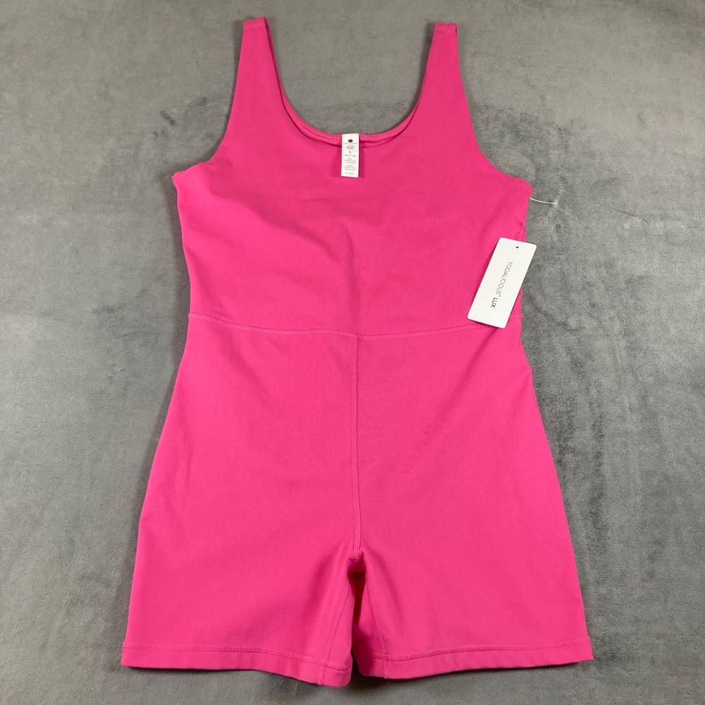 Yogalicious Lux Core Endurance Romper Raspberry Rose Pink Bodysuit L